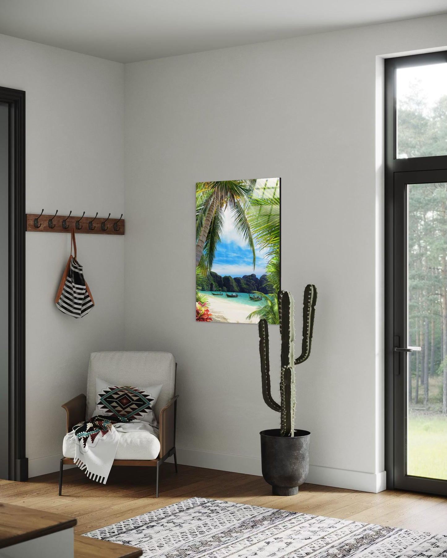 Starry Night Landscape Glass Wall Art – Premium Nature Home Decor