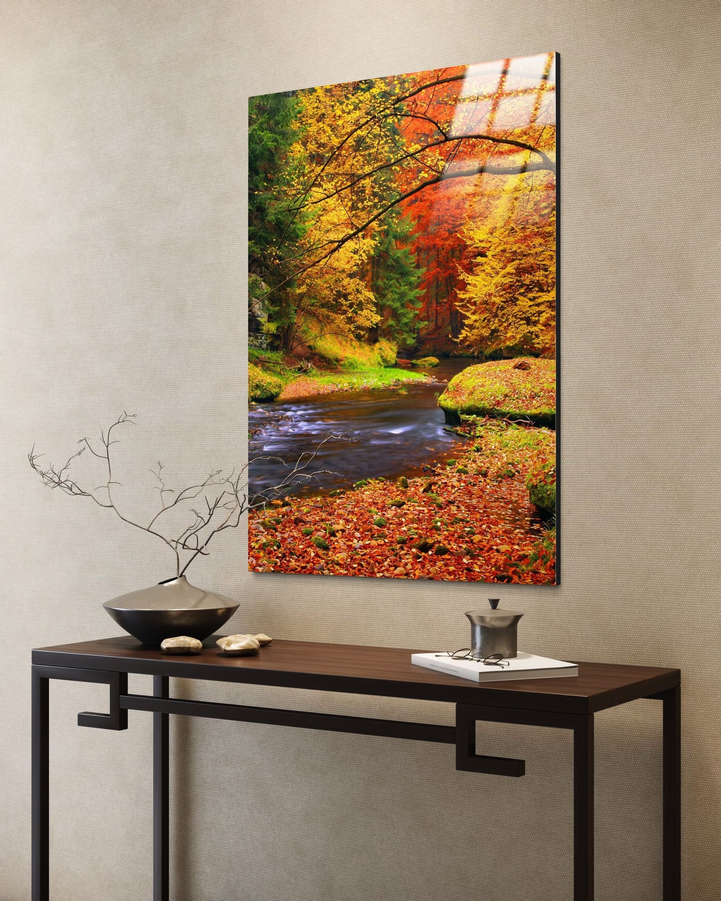 Countryside Village Landscape Glass Art – Premium Decor