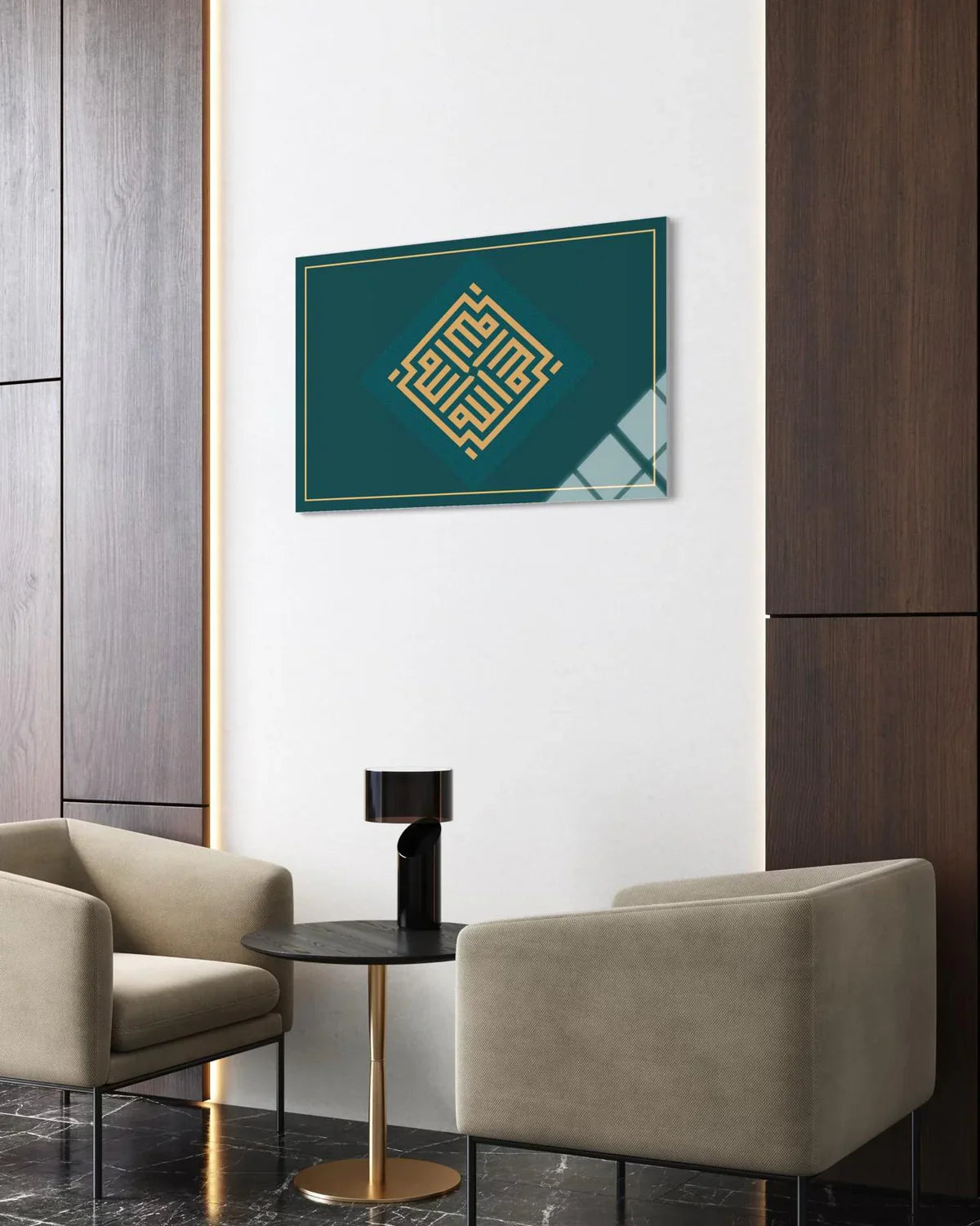 Kalima Tawhid Kufic Calligraphy Glass Wall Art – Islamic Art