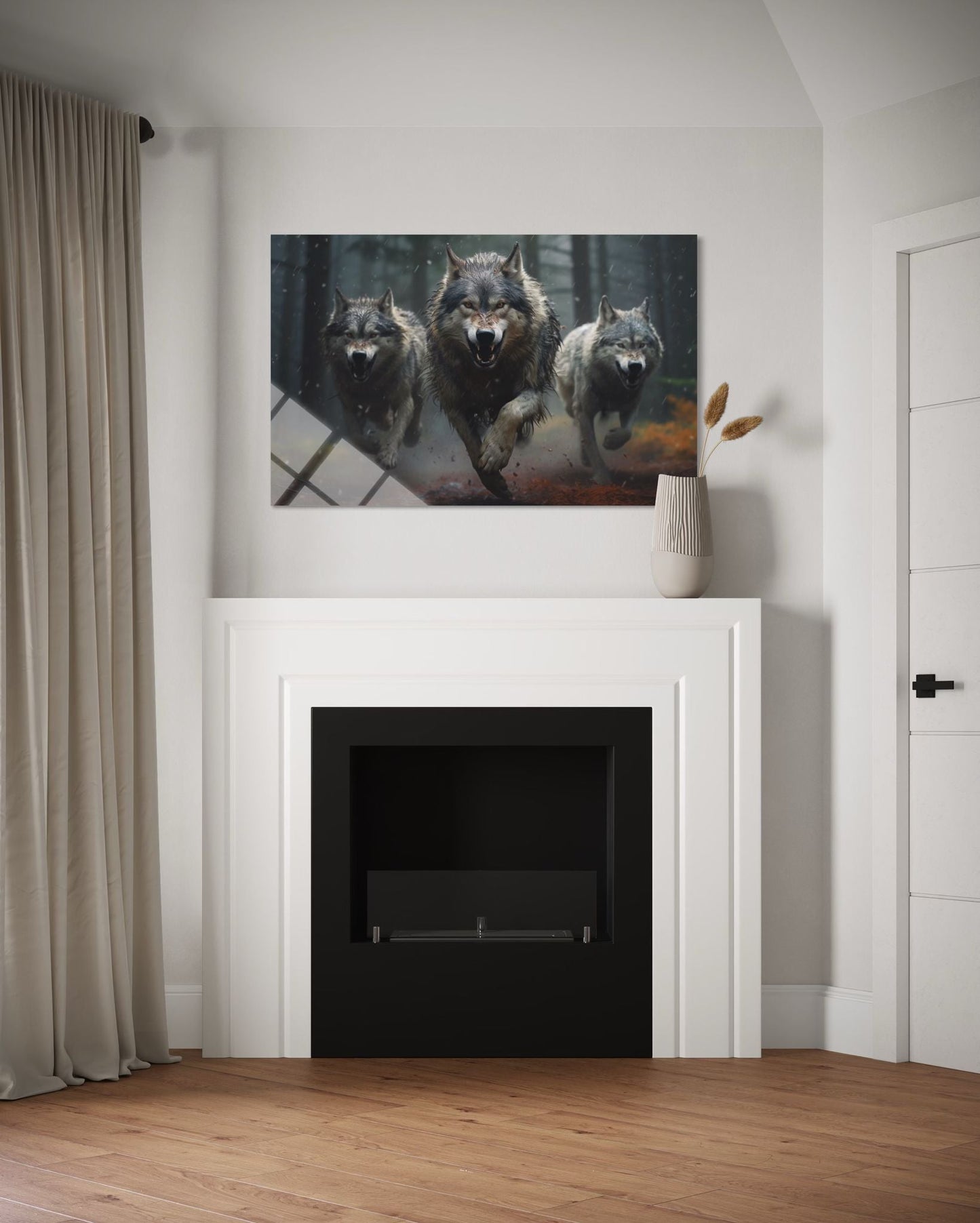 Wolves Pack Glass Wall Art – Wildlife Nature Home Decor