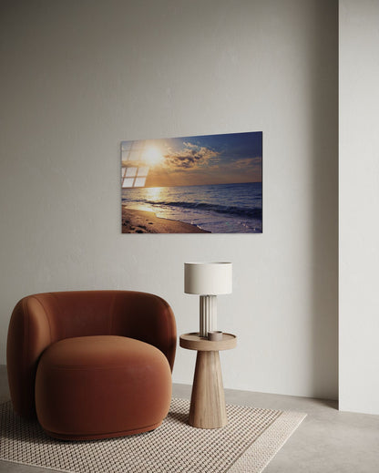 Mountain Lake Landscape Glass Wall Art – Premium Nature Home Decor