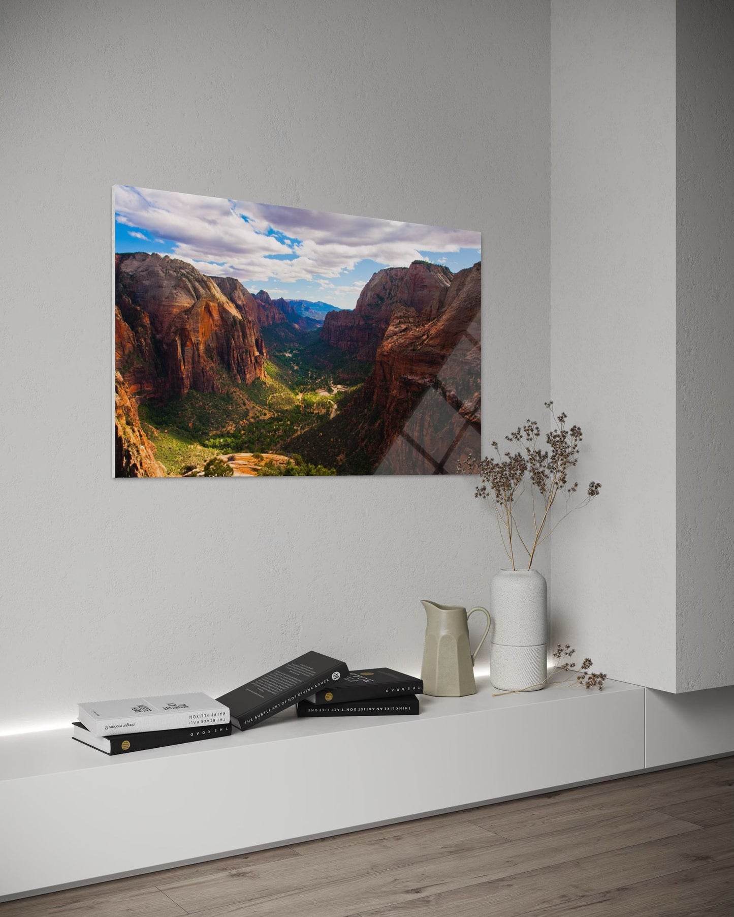 Valley Meadow Landscape Glass Wall Art – Premium Nature Home Decor