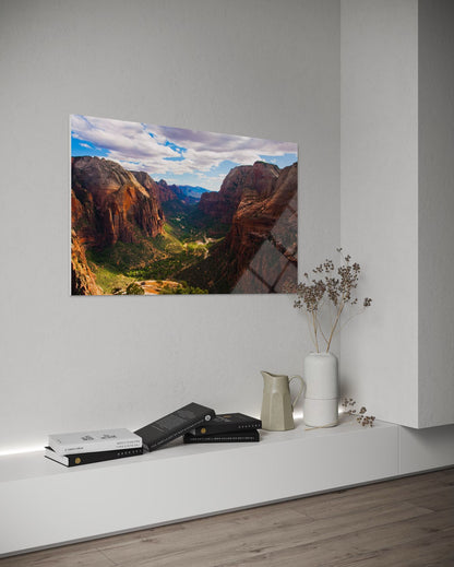 Valley Meadow Landscape Glass Wall Art – Premium Nature Home Decor