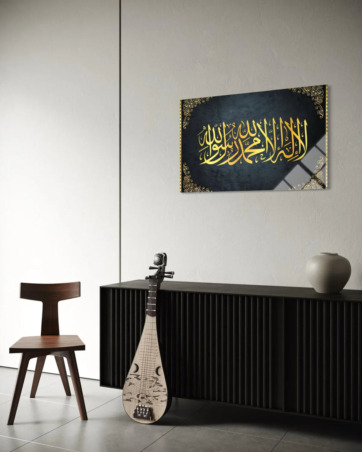 Kalima Tawhid Calligraphy Glass Art – Islamic Wall Decor Gift