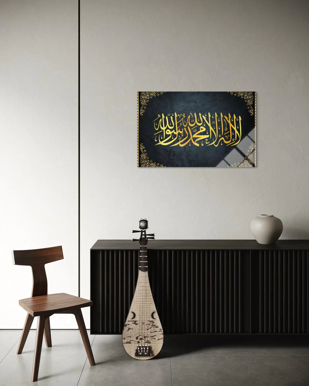 Kalima Tawhid Calligraphy Glass Art – Islamic Wall Decor Gift