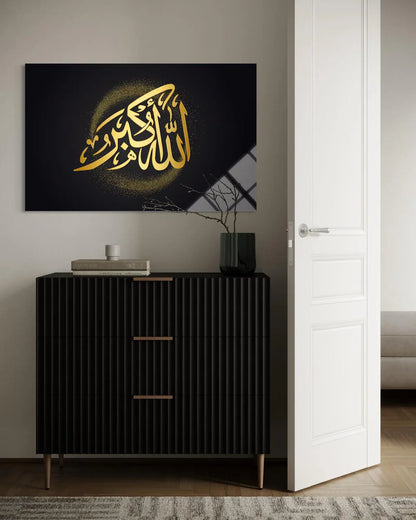 Allahu Akbar Takbir Glass Wall Art – Islamic Calligraphy Decor