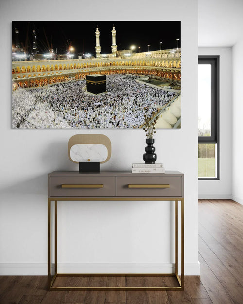 Mecca Masjid al-Haram Night View Glass Wall Art – Islamic