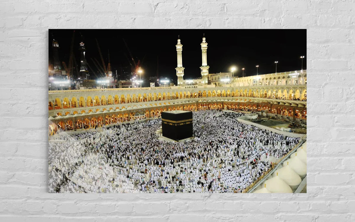 Mecca Masjid al-Haram Night View Glass Wall Art – Islamic