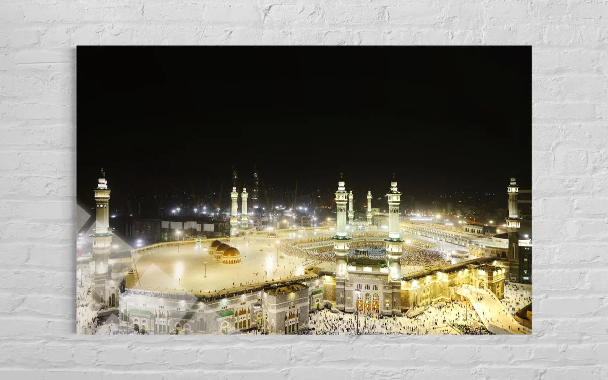 Medina Prophet's Mosque Glass Wall Art – Green Dome Decor