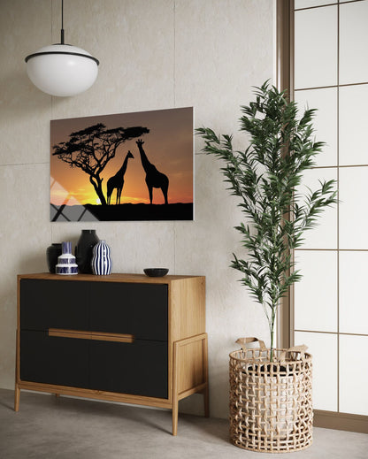 Giraffe Glass Wall Art – Serene Wildlife Premium Home Decor