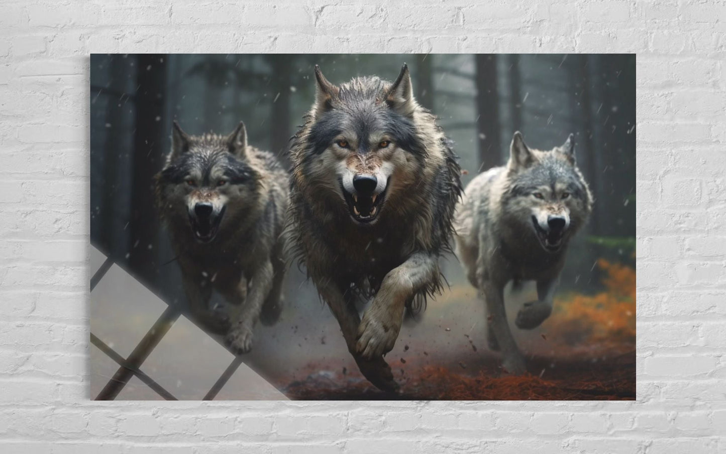 Wolves Pack Glass Wall Art – Wildlife Nature Home Decor