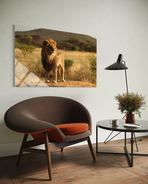 Lion Strength Glass Wall Art – Wildlife Premium Art Decor