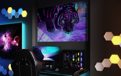 Neon Tiger Glass Wall Art – Bold Modern Wildlife Decor