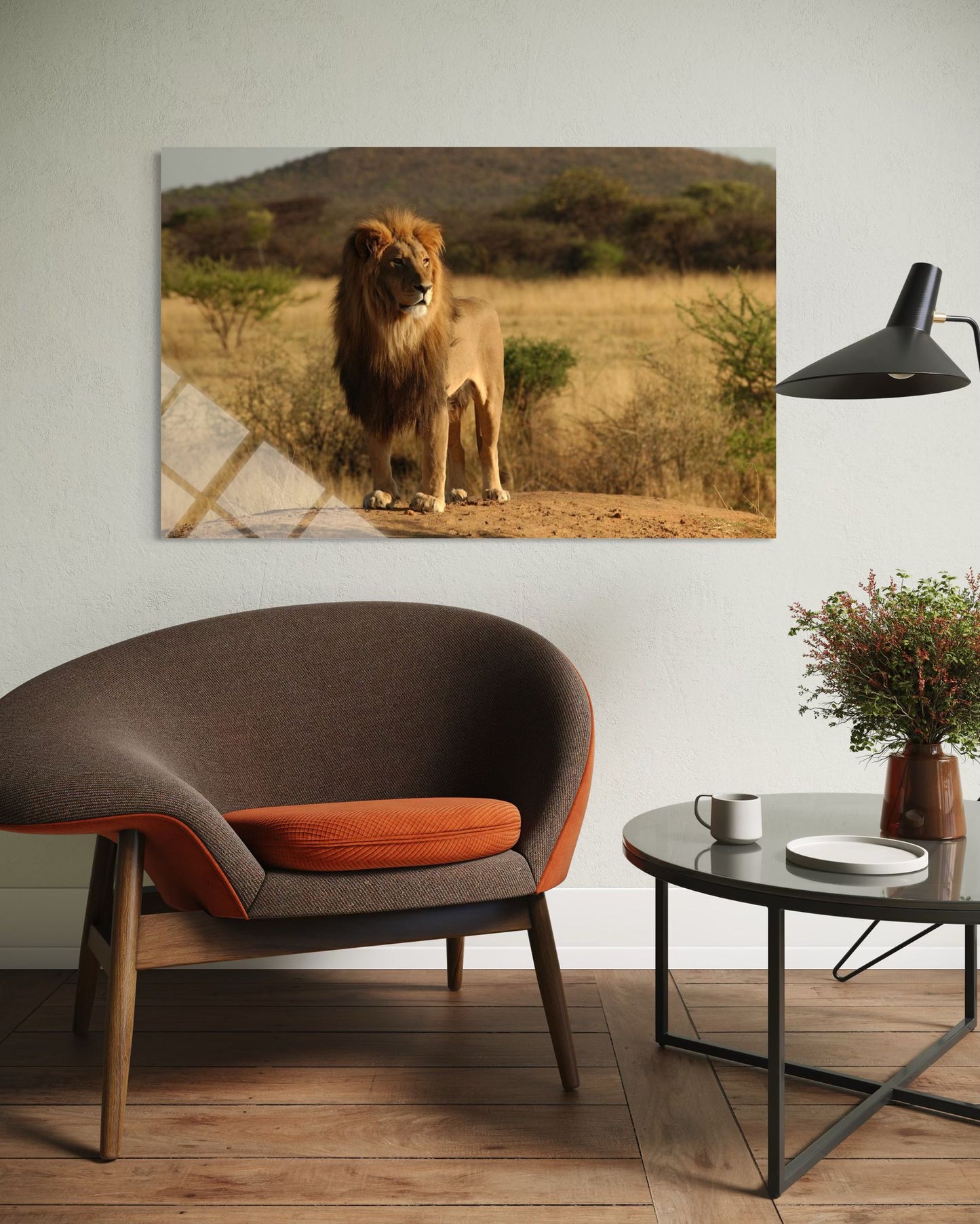 Lion Strength Glass Wall Art – Wildlife Premium Art Decor