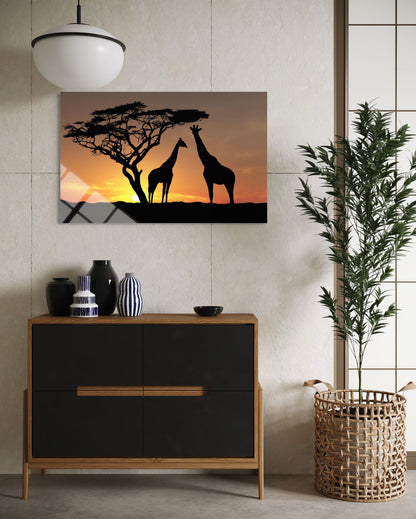 Giraffe Glass Wall Art – Serene Wildlife Premium Home Decor