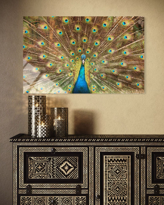 Peacock Glass Wall Art – Exotic Bird Premium Home Decor