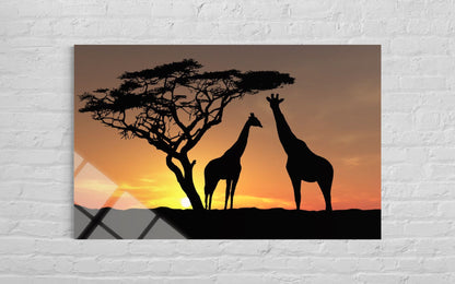 Giraffe Glass Wall Art – Serene Wildlife Premium Home Decor