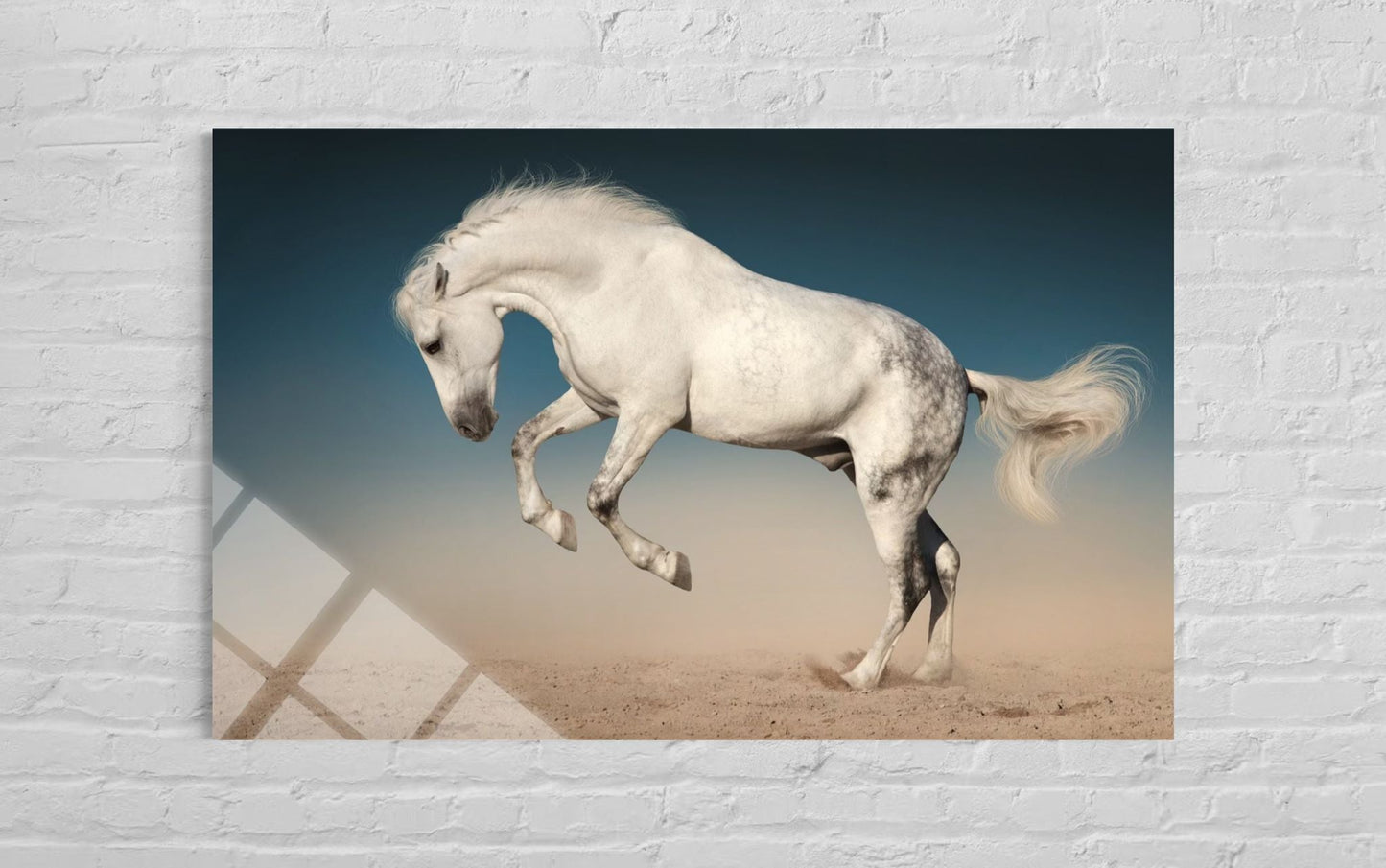 White Horse Glass Wall Art – Majestic Equine Home Decor