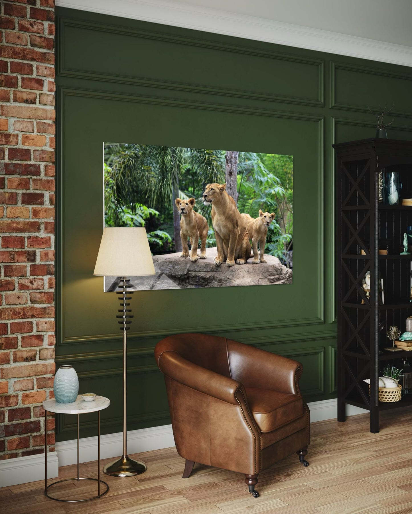 Lion Glass Wall Art – Fierce Pride Wildlife Home Decor