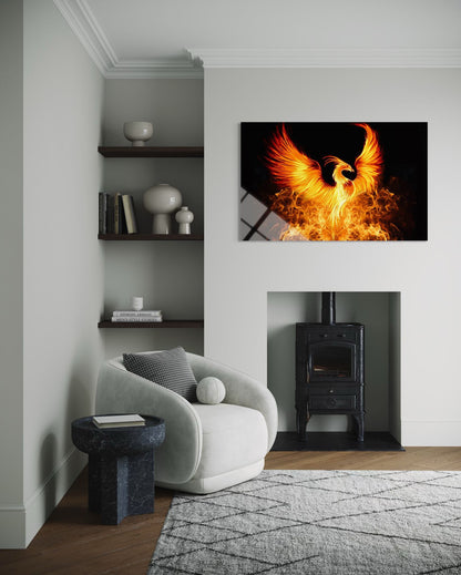 Phoenix Glass Wall Art – Mythical Rebirth Premium Decor