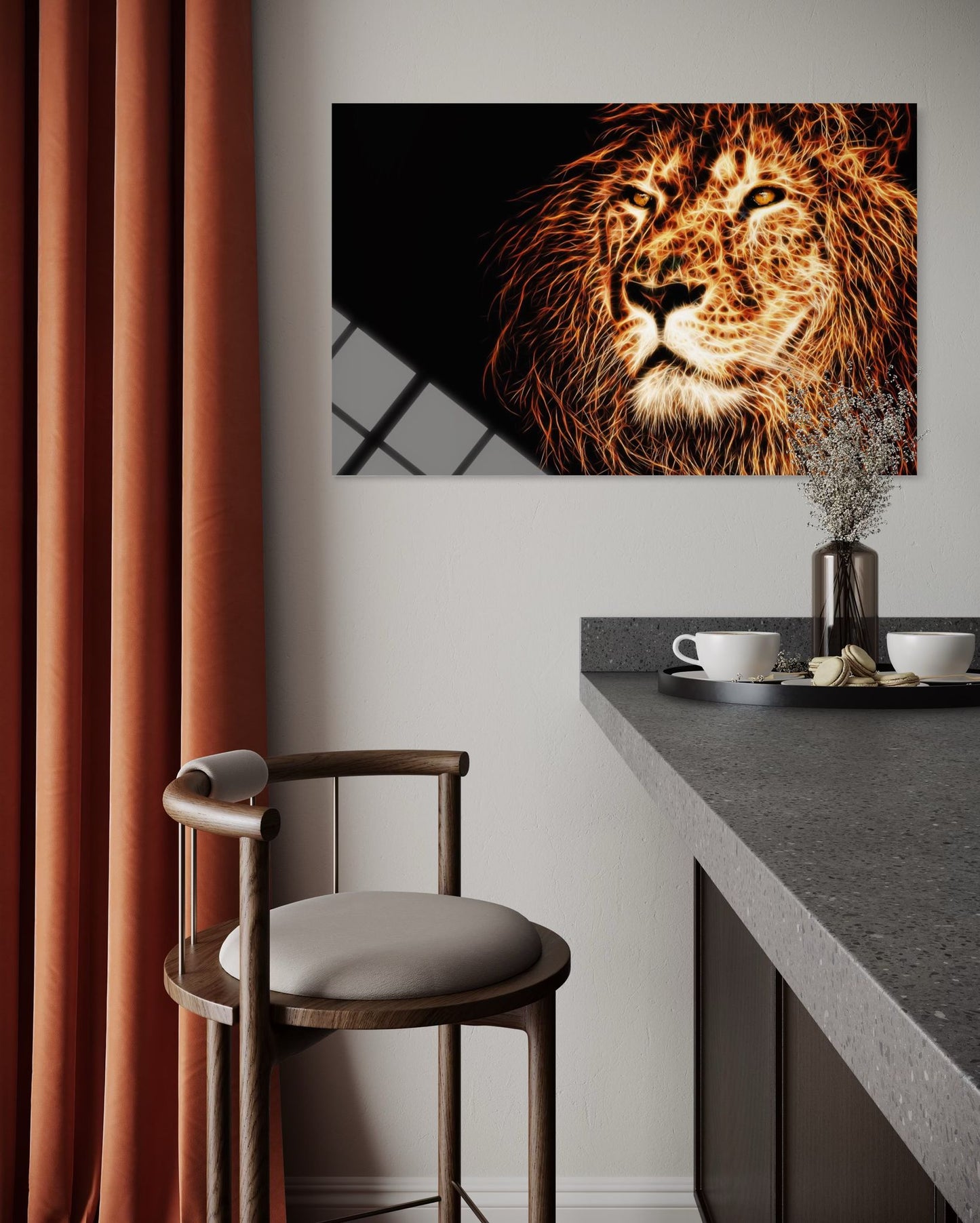 Lion Glass Wall Art – Regal Wildlife Premium Decor