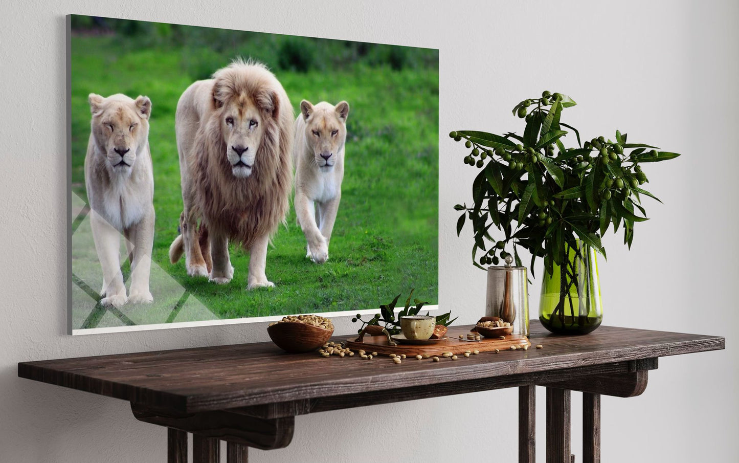 Lion Tempered Glass Wall Art – Majestic Strength Home Decor