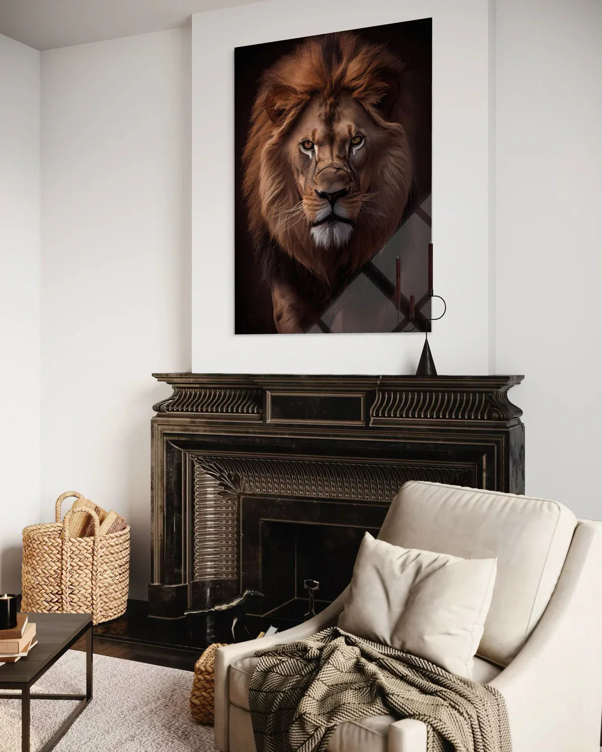 Lion Tempered Glass Wall Art – Majestic Wildlife Home Decor