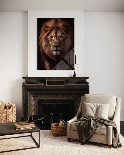 Lion Tempered Glass Wall Art – Majestic Wildlife Home Decor