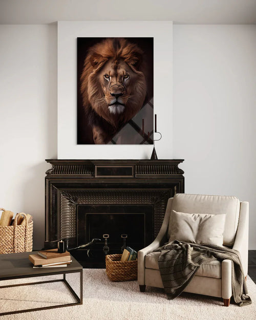 Lion Tempered Glass Wall Art – Majestic Wildlife Home Decor