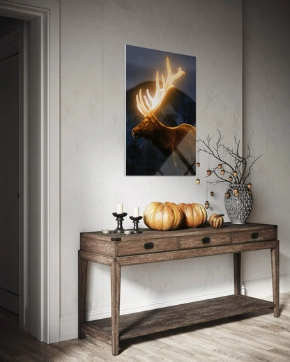 Deer Tempered Glass Wall Art – Forest Wildlife Home Decor