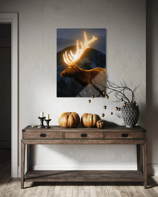 Deer Tempered Glass Wall Art – Forest Wildlife Home Decor