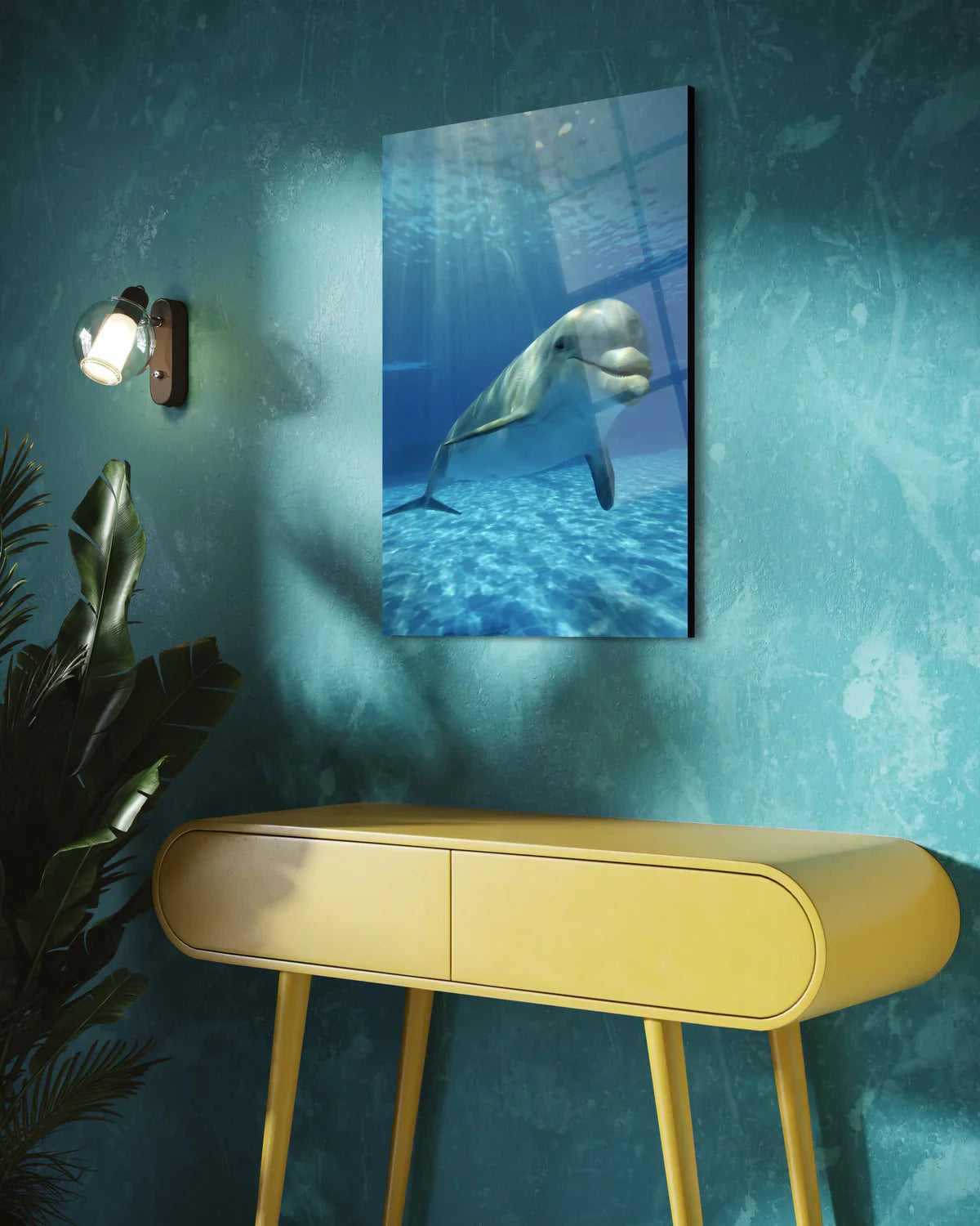 Dolphin Tempered Glass Wall Art – Ocean Wildlife Home Decor